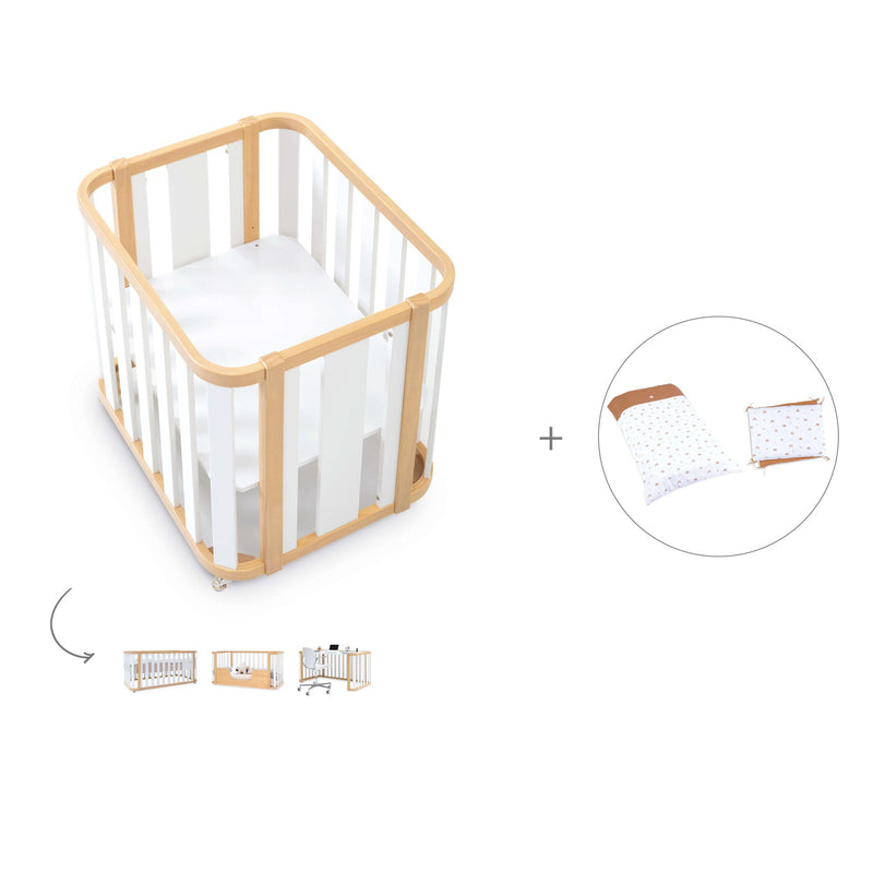 Babywiege, babybett und Bett (4in1) Holz/weiss · Crea Plus Tre C351-M5011