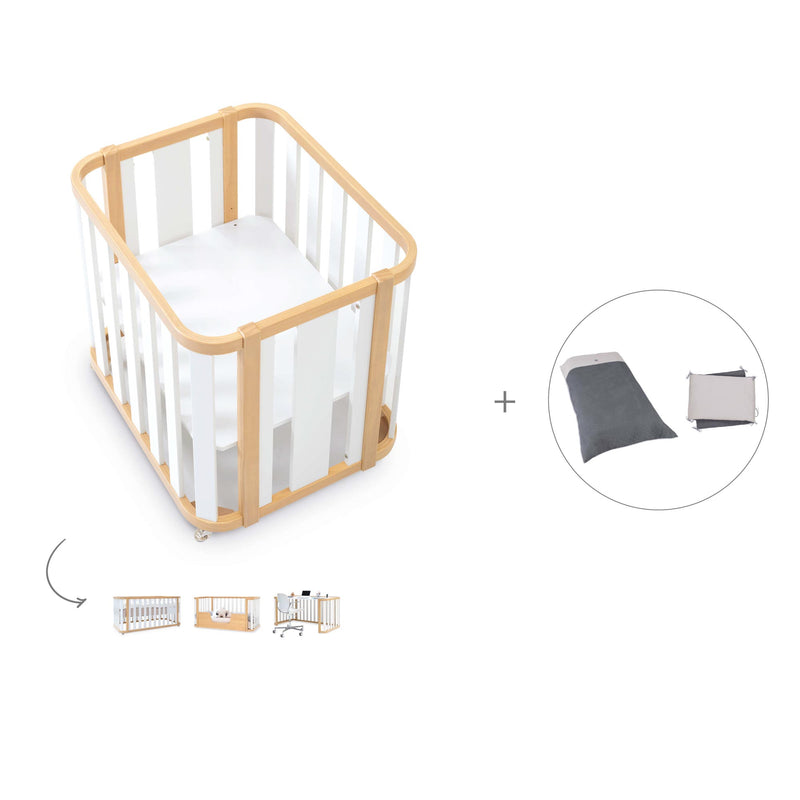 Crib, cot and bed (4in1) wooden/white · Crea Plus Tre C351-M5011