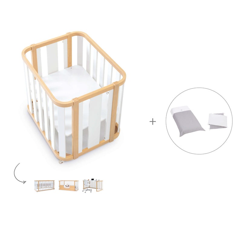 Babywiege, babybett und Bett (4in1) Holz/weiss · Crea Plus Tre C351-M5011