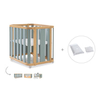 Berceau, lit bébé et lit d'enfant (4in1) bois/vert · Crea Plus Tre C351-M5057