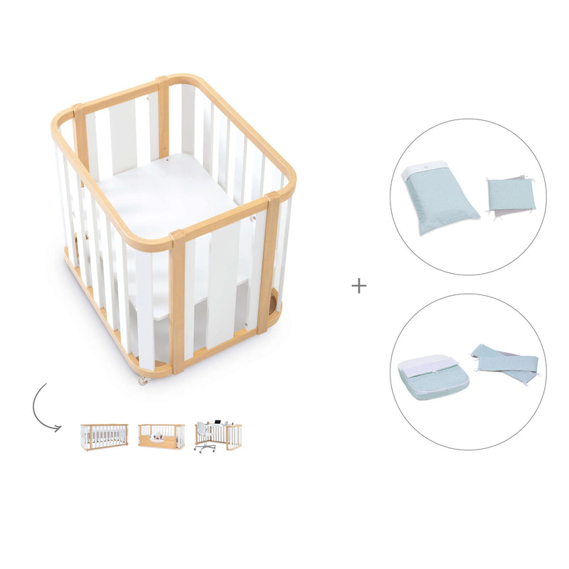 Minicuna-cuna-cama-escritorio (4en1) madera/blanco · Crea Plus Tre C351-M5011