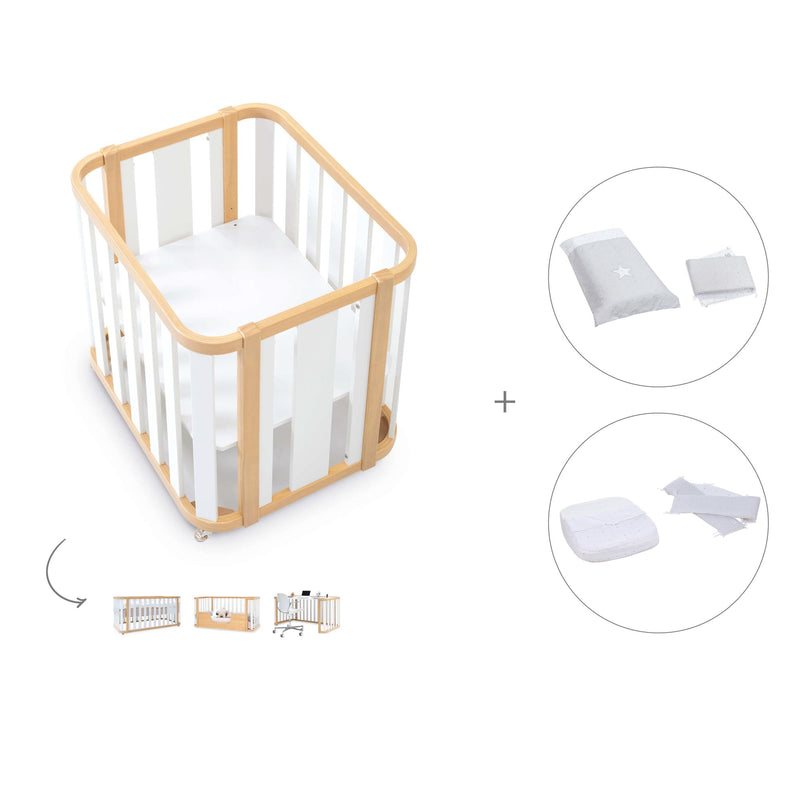 Babywiege, babybett und Bett (4in1) Holz/weiss · Crea Plus Tre C351-M5011