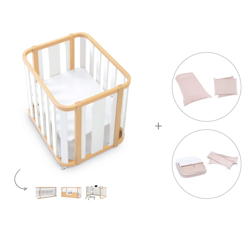 Berceau, lit bébé et lit d'enfant (4in1) bois/blanc · Crea Plus Tre C351-M5011