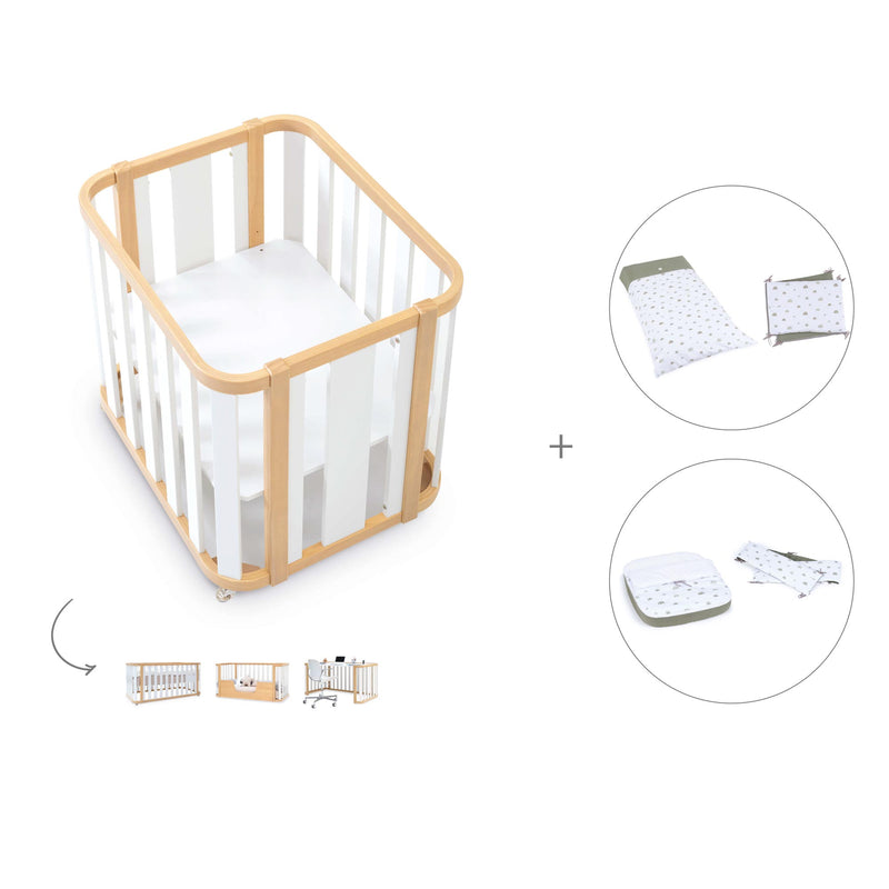 Crib, cot and bed (4in1) wooden/white · Crea Plus Tre C351-M5011