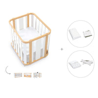 Mini berço, berço e cama (4in1) madeira/branco · Crea Plus Tre C351-M5011