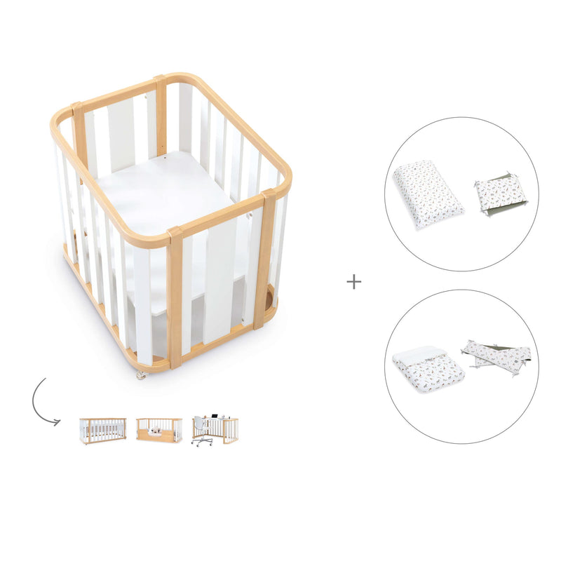 Crib, cot and bed (4in1) wooden/white · Crea Plus Tre C351-M5011