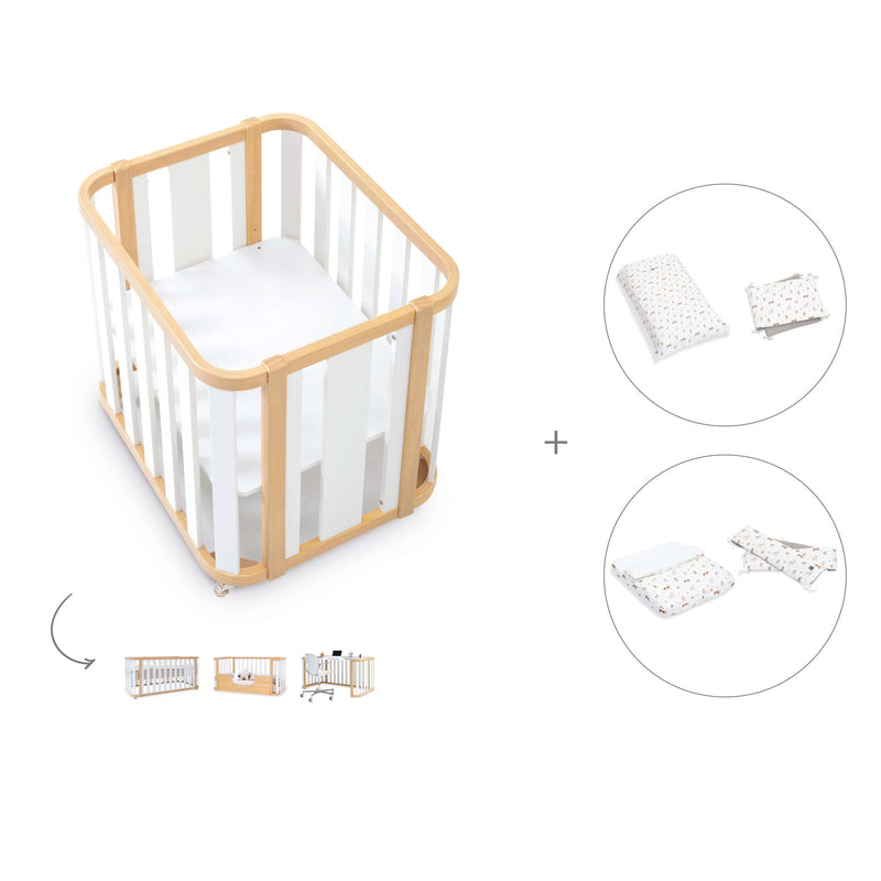 Berceau, lit bébé et lit d'enfant (4in1) bois/blanc · Crea Plus Tre C351-M5011