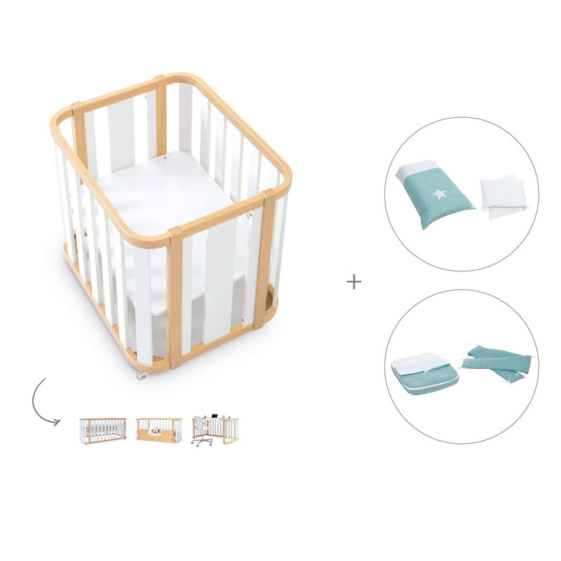 Crib, cot and bed (4in1) wooden/white · Crea Plus Tre C351-M5011