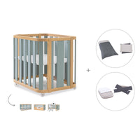 Berceau, lit bébé et lit d'enfant (4in1) bois/vert · Crea Plus Tre C351-M5057