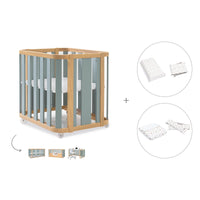 Berceau, lit bébé et lit d'enfant (4in1) bois/vert · Crea Plus Tre C351-M5057