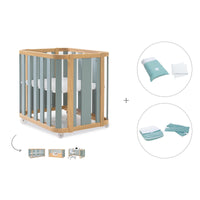 Berceau, lit bébé et lit d'enfant (4in1) bois/vert · Crea Plus Tre C351-M5057