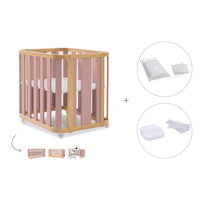 Babywiege, babybett und Bett (4in1) Holz/rosa · Crea Plus Tre C351-M5059