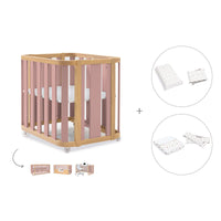 Babywiege, babybett und Bett (4in1) Holz/rosa · Crea Plus Tre C351-M5059