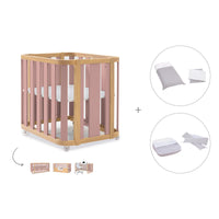 Babywiege, babybett und Bett (4in1) Holz/rosa · Crea Plus Tre C351-M5059