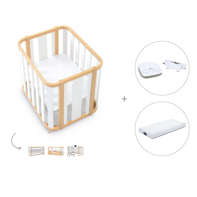 Crib, cot and bed (4in1) wooden/white · Crea Plus Tre C351-M5011