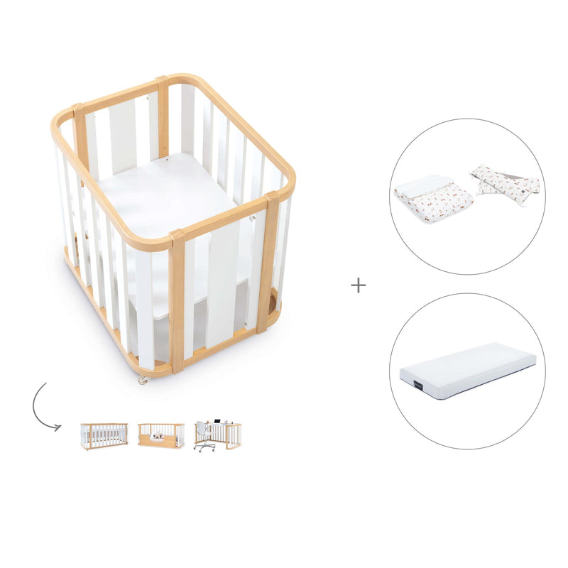 Babywiege, babybett und Bett (4in1) Holz/weiss · Crea Plus Tre C351-M5011