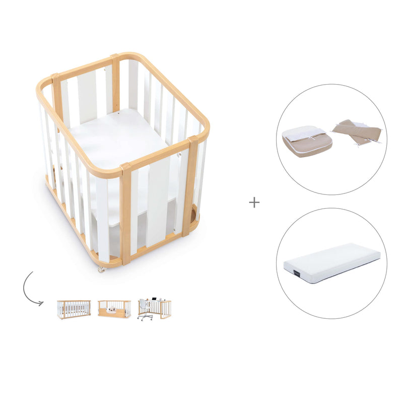 Minicuna-cuna-cama-escritorio (4en1) madera/blanco · Crea Plus Tre C351-M5011