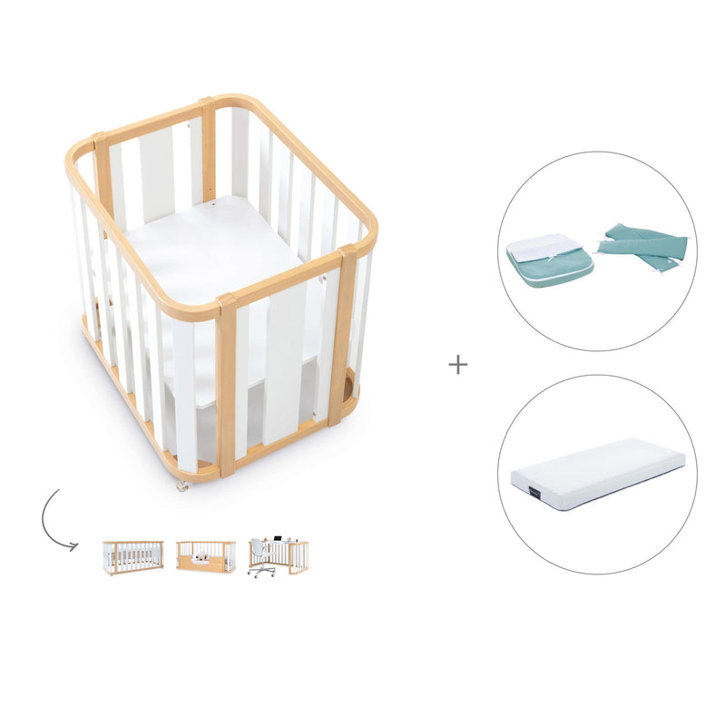 Berceau, lit bébé et lit d'enfant (4in1) bois/blanc · Crea Plus Tre C351-M5011