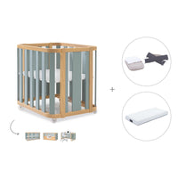 Berceau, lit bébé et lit d'enfant (4in1) bois/vert · Crea Plus Tre C351-M5057