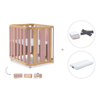 Berceau, lit bébé et lit d'enfant (4in1) bois/rose · Crea Plus Tre C351-M5059