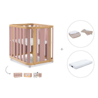 Berceau, lit bébé et lit d'enfant (4in1) bois/rose · Crea Plus Tre C351-M5059