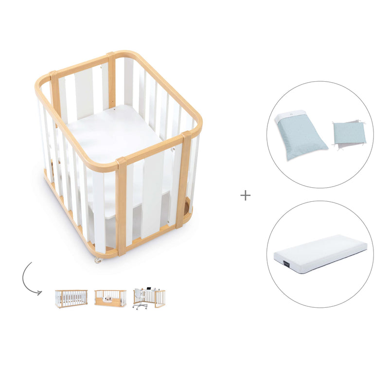 Babywiege, babybett und Bett (4in1) Holz/weiss · Crea Plus Tre C351-M5011