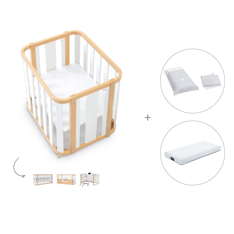 Minicuna-cuna-cama-escritorio (4en1) madera/blanco · Crea Plus Tre C351-M5011