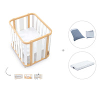 Mini berço, berço e cama (4in1) madeira/branco · Crea Plus Tre C351-M5011