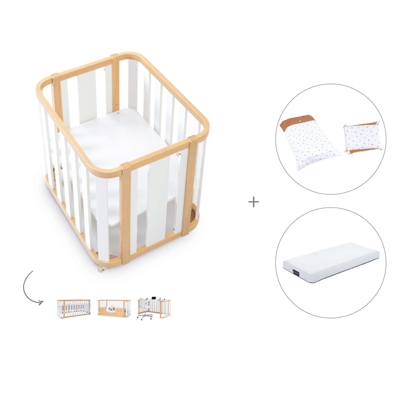 Babywiege, babybett und Bett (4in1) Holz/weiss · Crea Plus Tre C351-M5011