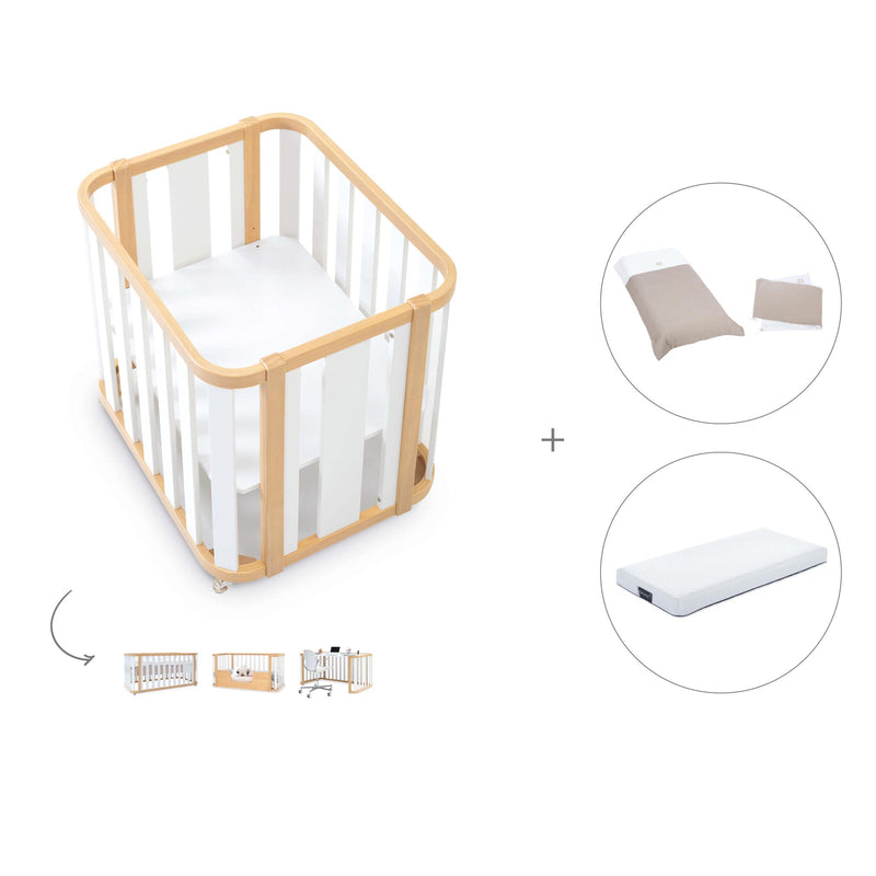 Babywiege, babybett und Bett (4in1) Holz/weiss · Crea Plus Tre C351-M5011