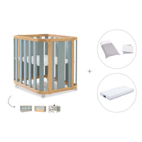 Berceau, lit bébé et lit d'enfant (4in1) bois/vert · Crea Plus Tre C351-M5057