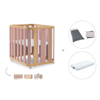 Berceau, lit bébé et lit d'enfant (4in1) bois/rose · Crea Plus Tre C351-M5059