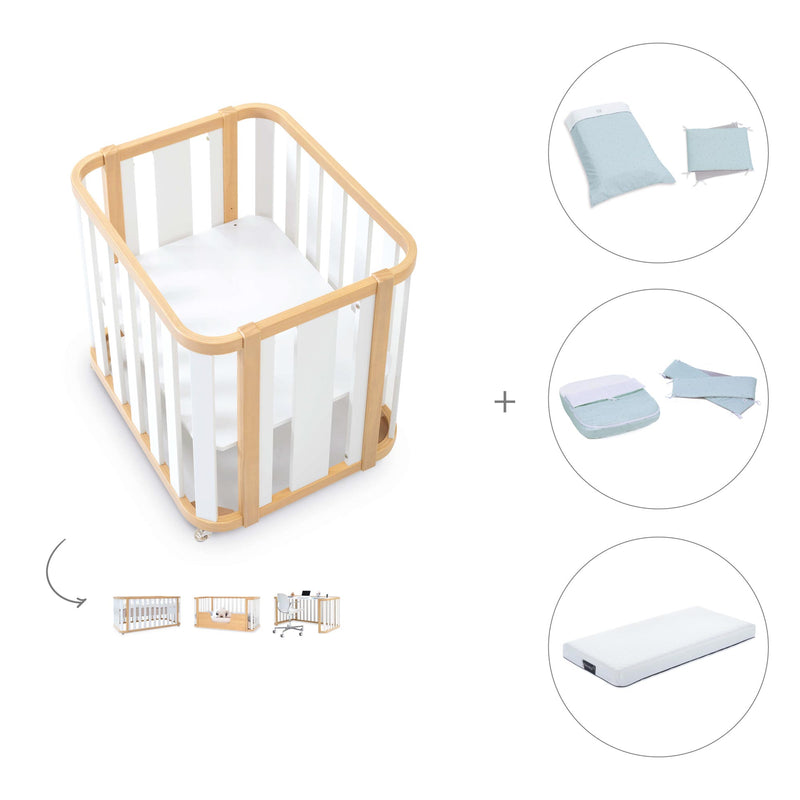 Babywiege, babybett und Bett (4in1) Holz/weiss · Crea Plus Tre C351-M5011