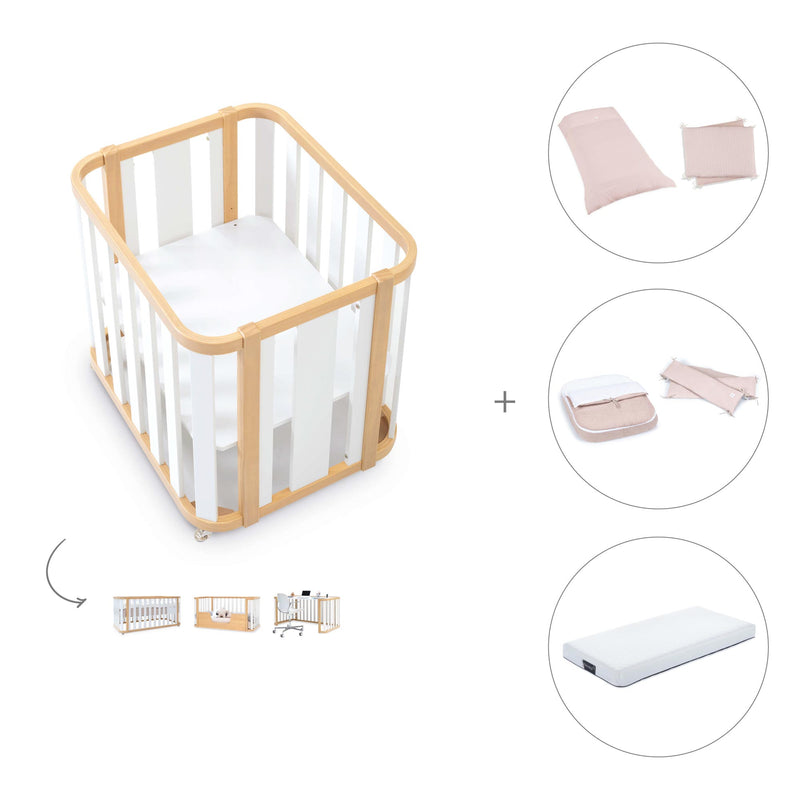 Mini berço, berço e cama (4in1) madeira/branco · Crea Plus Tre C351-M5011