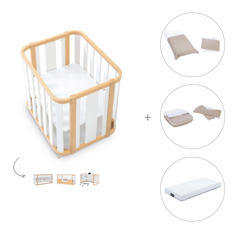 Berceau, lit bébé et lit d'enfant (4in1) bois/blanc · Crea Plus Tre C351-M5011