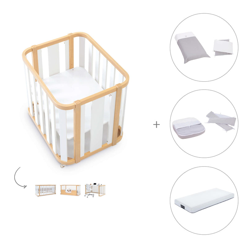 Babywiege, babybett und Bett (4in1) Holz/weiss · Crea Plus Tre C351-M5011