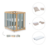 Berceau, lit bébé et lit d'enfant (4in1) bois/vert · Crea Plus Tre C351-M5057