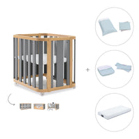 Crib, cot and bed (4in1) wooden/grey · Crea Plus Tre C351-M5058