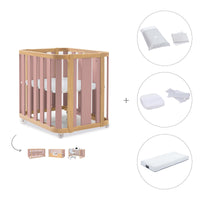 Babywiege, babybett und Bett (4in1) Holz/rosa · Crea Plus Tre C351-M5059