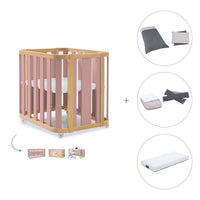 Babywiege, babybett und Bett (4in1) Holz/rosa · Crea Plus Tre C351-M5059