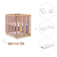 Babywiege, babybett und Bett (4in1) Holz/rosa · Crea Plus Tre C351-M5059