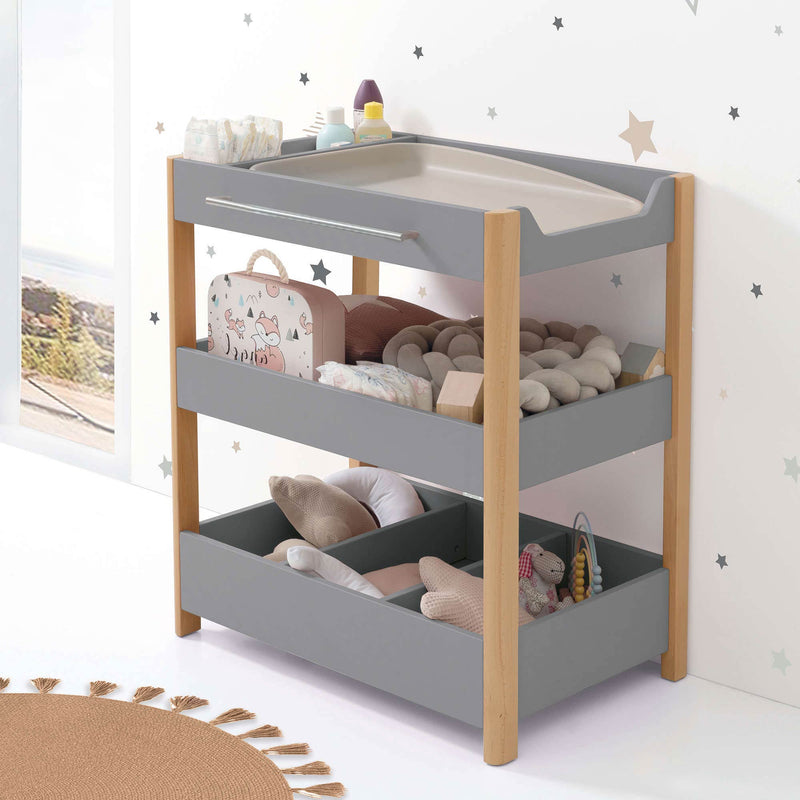 Changing table 50x80 cm with shelves wood · Dadá D100