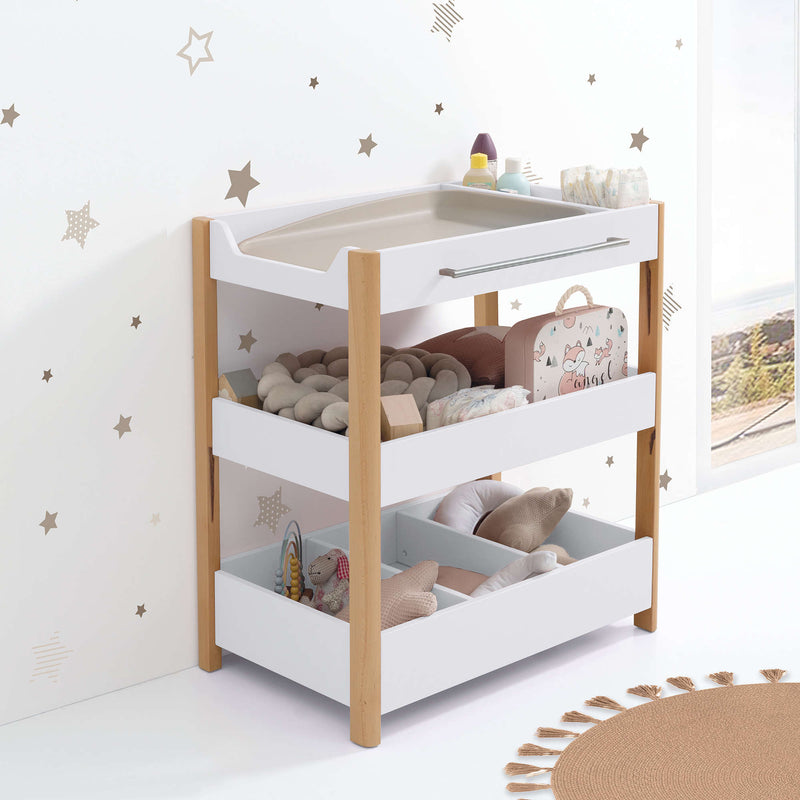 Móvel para muda fraldas 50x80 cm com prateleiras madeira/branco · Neo Dadá D103