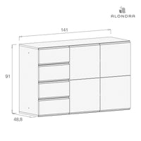 Kommode aus 3 Modulen (Tür und Schubladen) · D20132