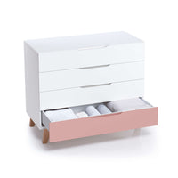 Set aus 60 x 120 cm großem Kinderbett und Kommode für Babys in Holz, Weiß und Rosa