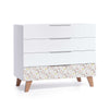 Baby chest white/wood with pink flowers sticker on bottom lawer · Lifestyle