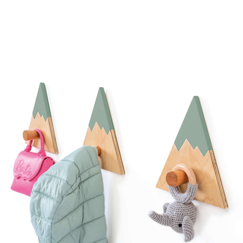 Set 3 wall hooks mountains-shaped wood · Planina H120