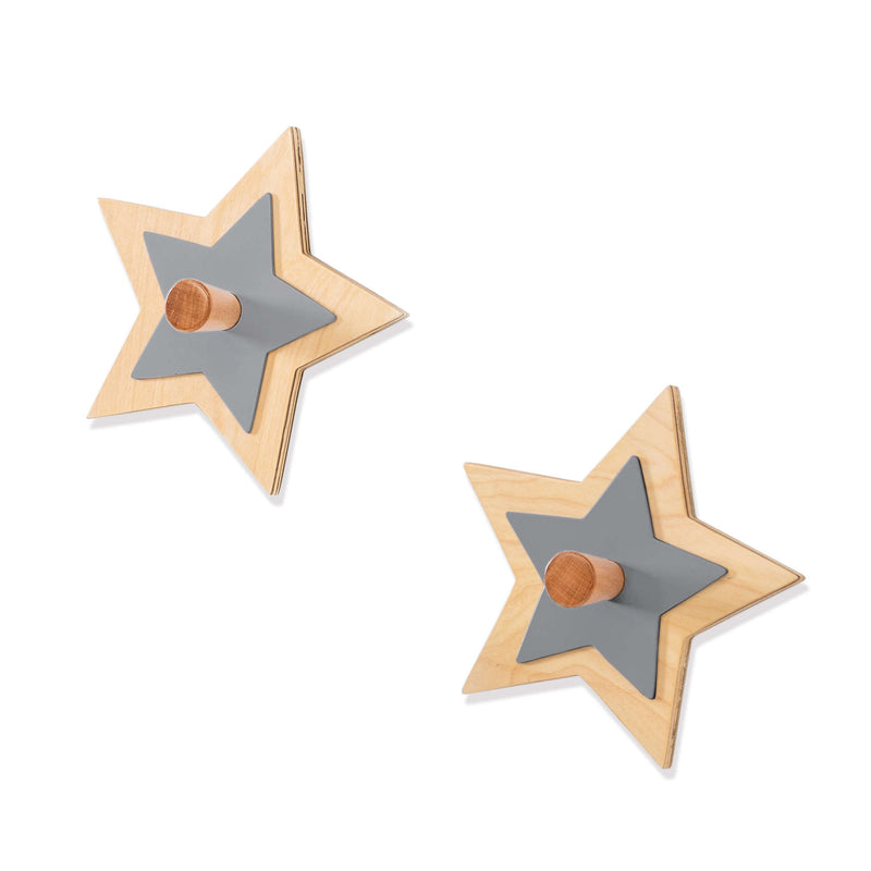 Set 2 wall hooks star-shaped wood · Polare H121