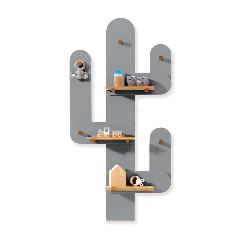 Cactus wall hanger with shelves wood · Kaktú H253