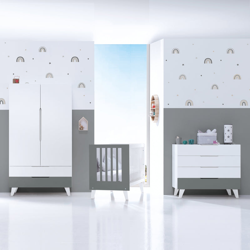 Armoire pour enfants (2 portes/2 tiroirs) laqué · Style A347